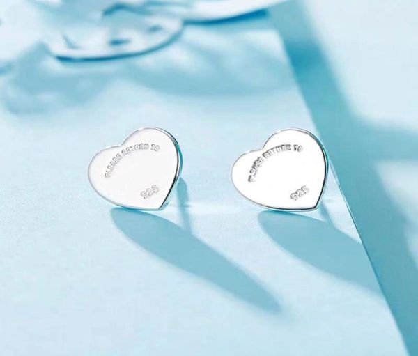 

100 new 925 sterling silver t gold heart earring women rose stud couple original blue box 10mm thick piercing love designer jewel5195971