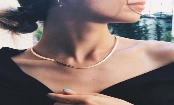 

stainless steel bone chain 3mm flat gold fish necklace herringbone neck europe and america chains1037914, Silver