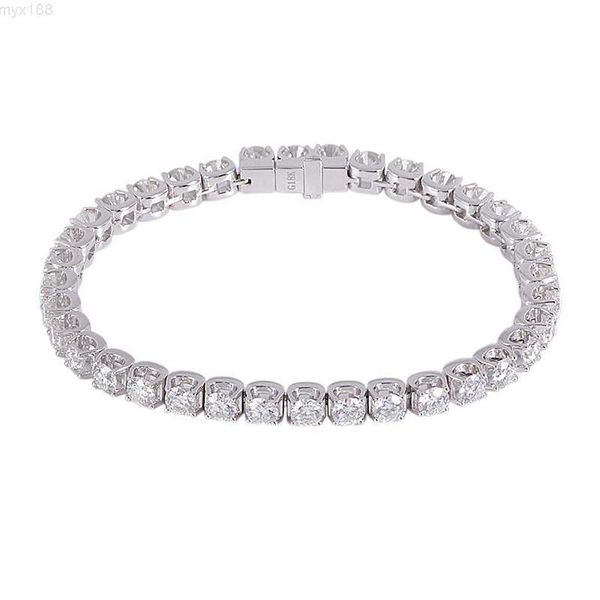 

provence jewelry luxury 18k white gold 4mm size def round brilliant cut moissanite tennis bracelet hip hop style, Silver