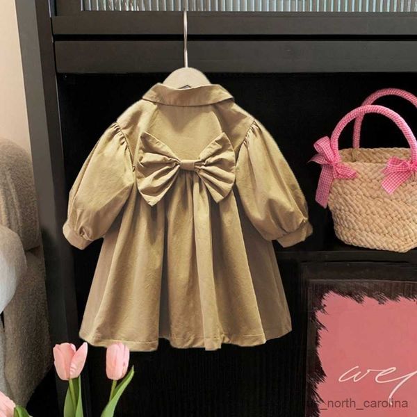 

jackets children's clothing girls fashion doll collar windbreaker spring and autumn new england style cute mid length trench kids coats, Blue;gray