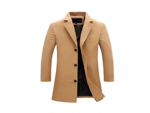 

2017 new fashion men casual trench coat mens long slim overcoat plus size -xl1215870, Tan;black