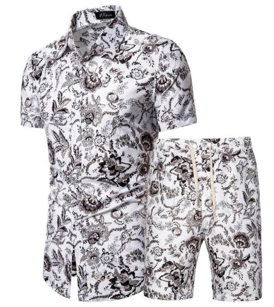 

mens summer tracksuit hawaiian floral shirts beach shorts 2 pieces set quick dry short sleeve male sets ropa hombre7004350, Gray