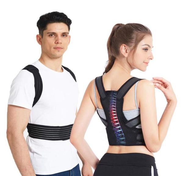 

back support invisible brace belt slimerence posture corrector clavicle spine shoulder lumbar correction adjustable5814602, Black;blue