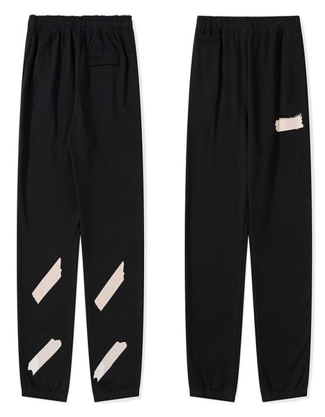 

autumn winter mens pants fashion off brand loose casual plus velvet thickening ow trousers same style for men women white sweatpan5378987, Black