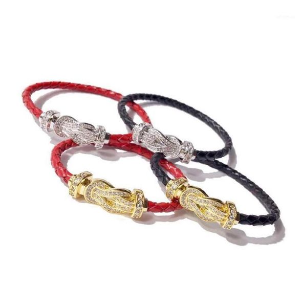 

new charm horse shoes bangle bracelet for women femme pulseria costume jewelry decorations double u clasp leather bracelet gifts194255015, Black