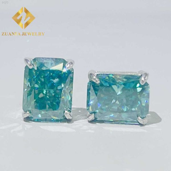 

new arrived fast delivery hip hop earring 925 sterling silver gold plated radiant cut blue moissanite earring, Golden