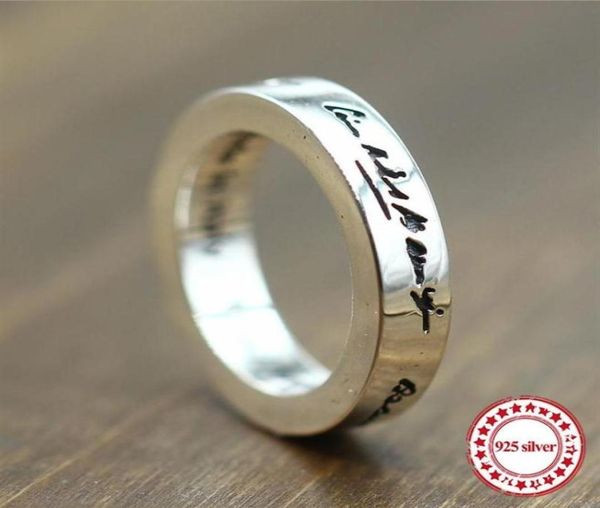 

s925 sterling silver ring personalized classic fashion couple style letters around the simple retro hipster jewelry309j9271045