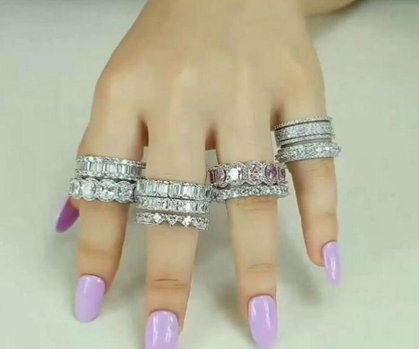 

vecalon 18 styles classiic promise ring diamond real 925 sterling silver wedding band rings for women men party jewelry2497800, Slivery;golden