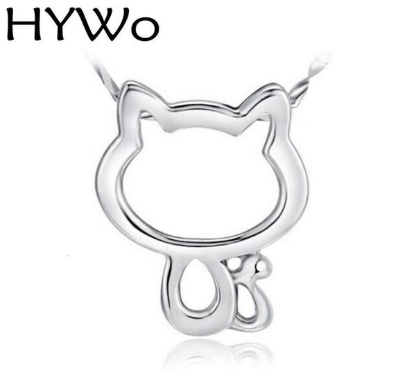 

hywo 925 sterling silver without chain women jewelry cartoon cat pendant necklaces hollow retro cat pendent chain3464123