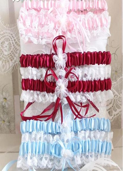 

lace garters ladies wedding garters blue red white pink bowtie bridal garter9835845