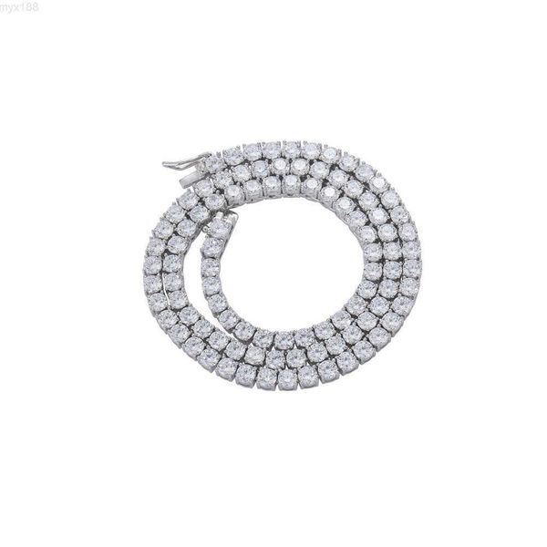 

316l stainless steel 3mm vvs moissanite diamond tennis chain bracelet necklace for men women, Silver