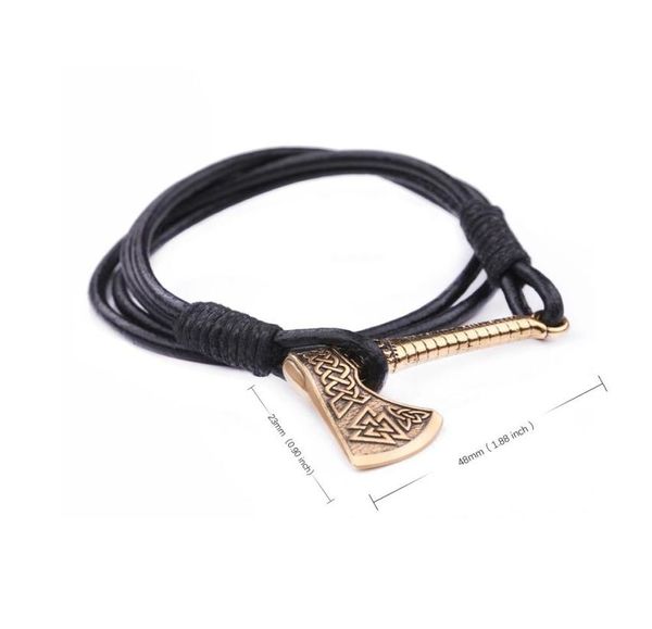 

new arrival odins symbol axe zinc alloy bracelet lucky knot mixed leather designer jewelry love bracelet for amulet7489331, Golden;silver
