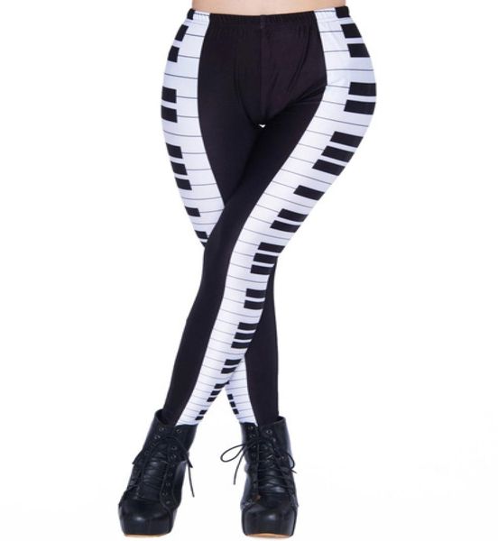 

fashion elastic body building girl women039s leggings black pants piano keyboard music notes printed3811661