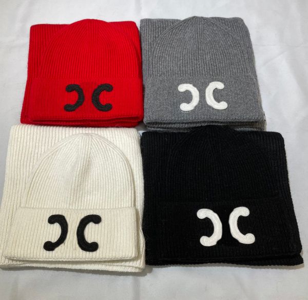 

4color men women designers classic hat scarf sets classic keep warm in winter two-piece wool hats scarves set brand fashion accessories, Blue;gray
