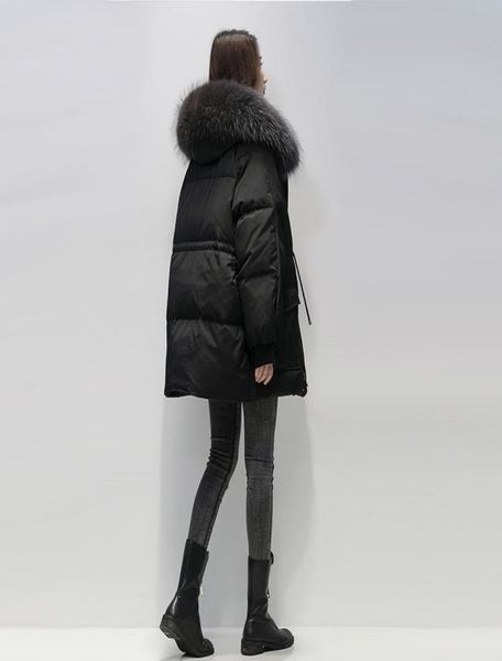 

2020 korean style winter hooded puffer women jacket oversize loose female midlength padded solid womens down coat6439424, Black