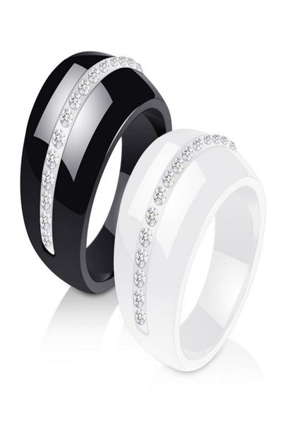 

women ceramic rings jewelry 2019 fashion elegant zircon black white ceramic bang rings lady gift whole lr0819152435, Silver