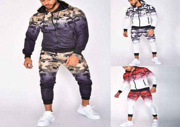 

zipper tracksuit men set sporting 2 pieces sweatsuit men clothes printed sweatshirt hoodies jacket pants winter track suits male2693278, Gray