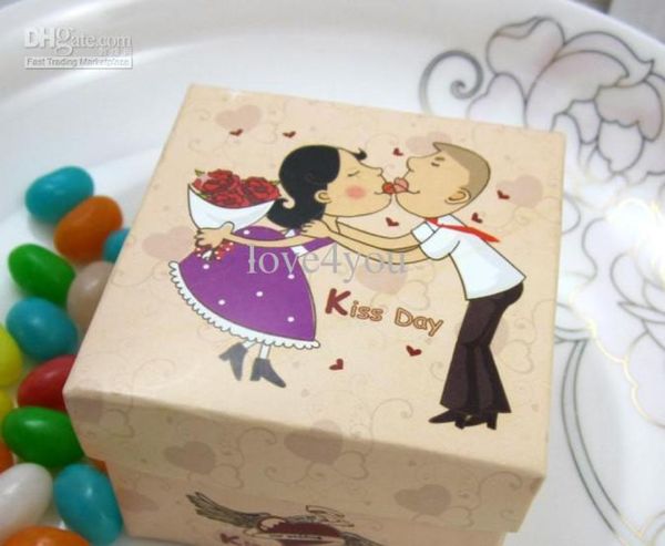 

whole 50pcs kiss day bride groom wedding paper gift box jewelry candy box2932617