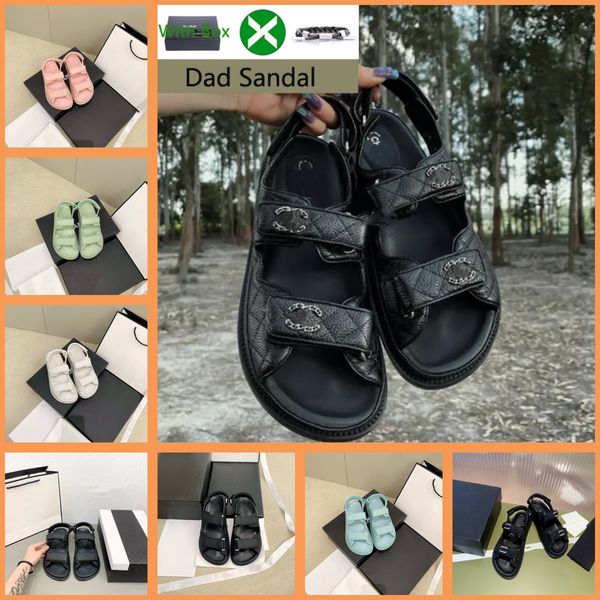 

new sandals shoes designer slipper women dad sandal sliders crystal calf womens black leather casual quilted platform summer comfortable 35-