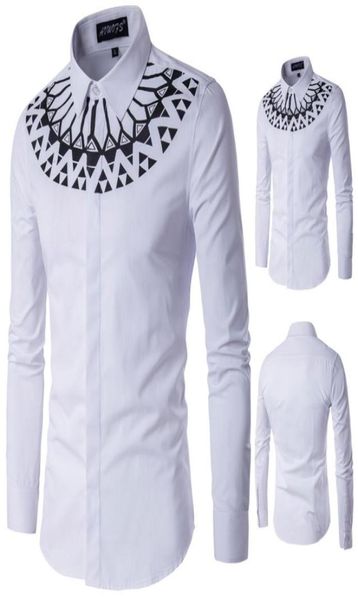 

large size mens long sleeve shirts slim fit white shirt printed male dress shirts  5xl1013734, White;black