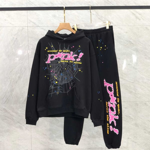 

23ss young thung 555555 angel hoodie men women invalid pattern spider, Black