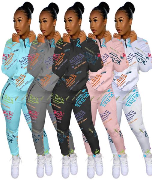 

jogger women tracksuits long sleeve chic printed sweatshirt and high waist sport pants two piece set casual outfits2080607, Gray