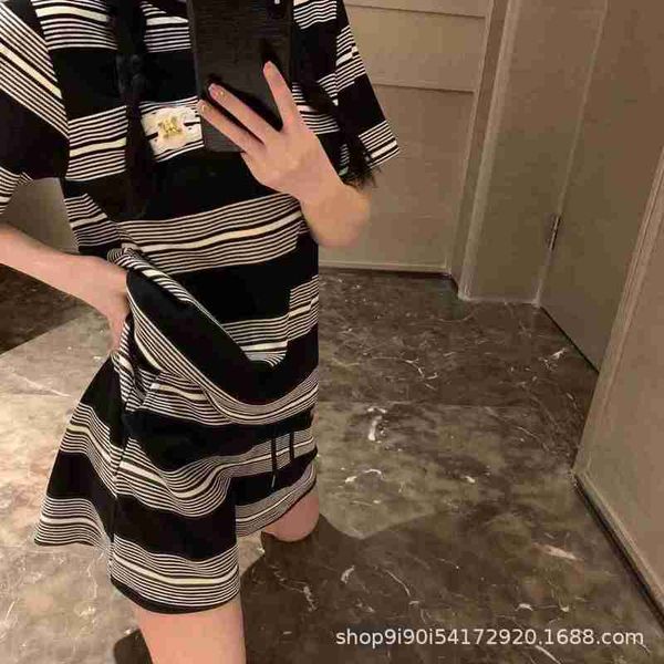 

basic & casual dresses designer ce home 23 summer new letter metal stripe short sleeve t-shirt+wide leg shorts set 0kxg, Black;gray