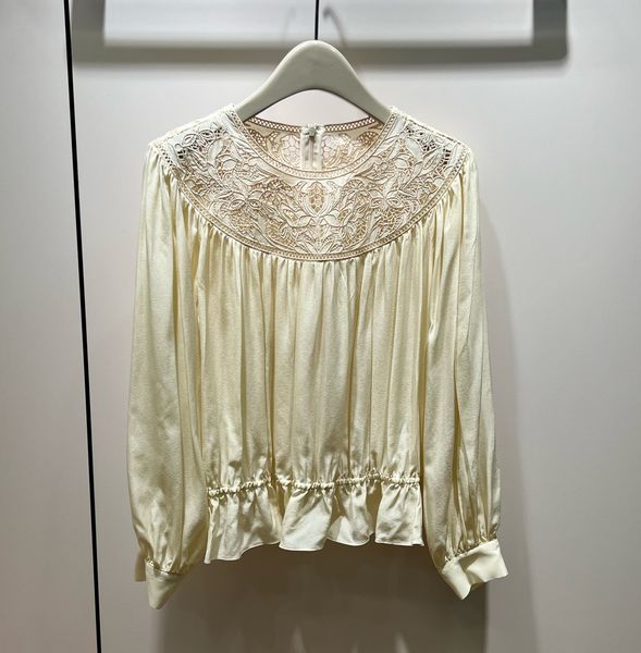 

women's blouses & shirts designer long sleeved silk embroidered top, White
