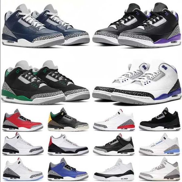 

2023 basketball mens shoes jumpman 3s pine green racer blue cool grey georgetown medium royal cement black white court purple 3 men trainers