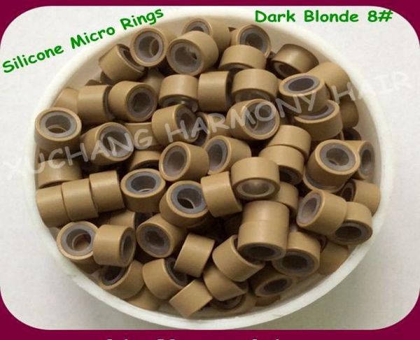 

1000pcsbag 45mm dark blonde aluminum silicone micro rings for pretip hair extensions hair extension tools6808550, Black