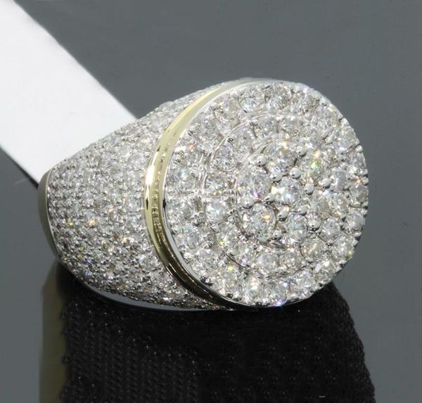 

big round puffed marine micro paved cz ring hip hop rock style full bling iced out cubic zircon ring luxury jewelry gift2411707, Silver