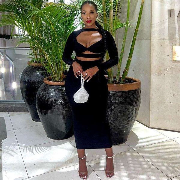 

wind pure colored dress wrapped around the chest round neck long sleeved stitching skirt hollowed out pullover, Black;gray