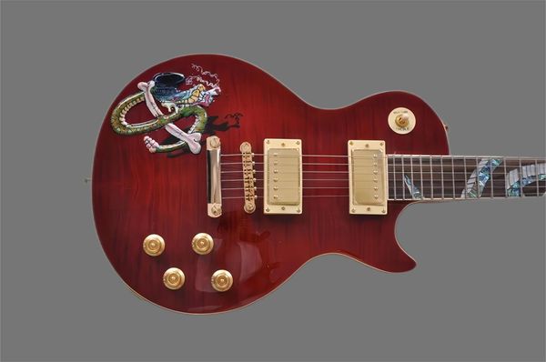 

new wholesale standard 6 string tiger flame flame snake fingerboard electric guitar guitar factory, red, ing