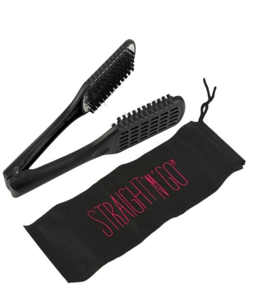 

ceramic straightening comb double sided hair brush clamp hairdressing natural fibres bristle hair comb hairstylig tool1373623, Silver