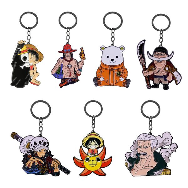 

anime one piece characters drip oil metal ball bell keychain key ring accesssory