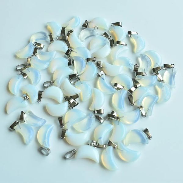 

opal stone crescent moon shape charms pendants for jewelry making diy earrings necklace, Bronze;silver