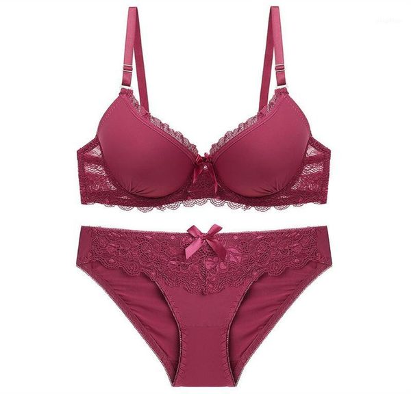 

seamless bras briefs set for women lace bra lingerie set b c cup brassiere soft panties female underwear elegant intimates15542867, Red;black