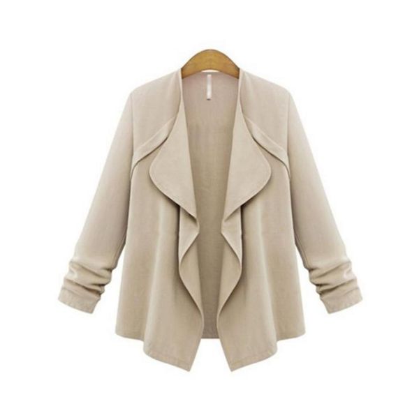 

2018 autumn asymmetric ruffles jackets women overcoats cardigans coats female fashion solid basic jackets plus size 5xl53791161640186, Black;brown