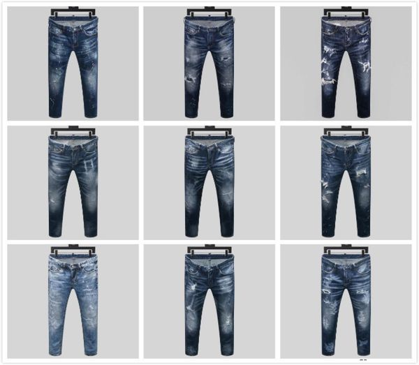 

mens denim jeans denim black ripped pants version skinny broken h3 italy style bike motorcycle rock revival2725627, Blue