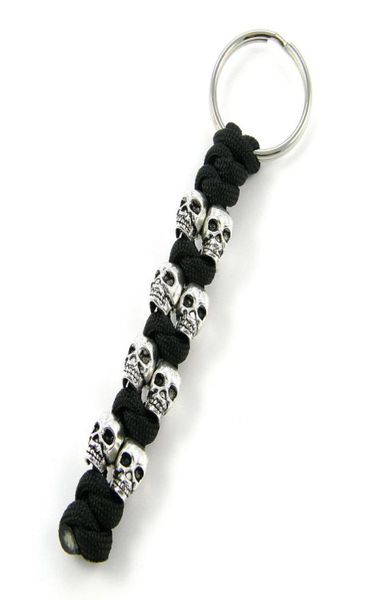 

skull paracord keychain - black ,army green knot skull paracord key chain- key chain9515488, Slivery;golden