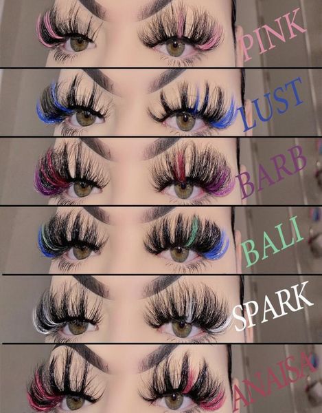 

color eyelash mink 3d fake lashes natural long 25mm colored lash eyelashes party makeup kit colorful false eye lashes dhl9322202