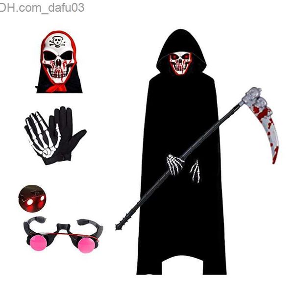 

theme costume halloween devil blood mask terror comes death comes boys come with gloves and gloves z230805, Black;red