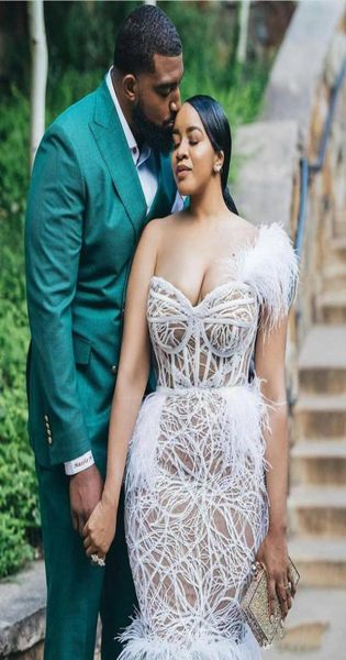 

sheath sweetheart short cocktail dress african strapless kneelength prom dress with feather formal party homecoming gown cd01691612, Black