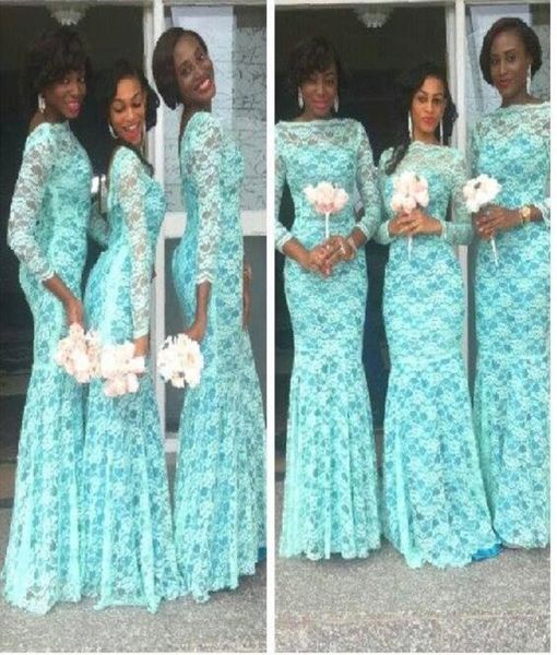 

2019 mnit green african bridesmaid dresses with long sleeves dubai dresses plus size lace bateau nigerian evening gowns women form8734924, White;pink