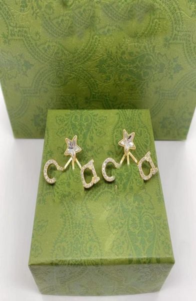 

fashion simple stud earrings women039s designer stars letter earrings women eardrops jewelry with gift box for party anniversar5636663, Golden;silver