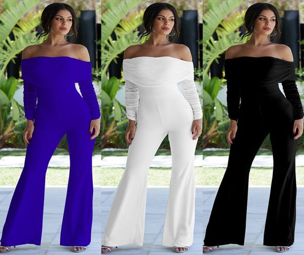

famous designer ladies jumpsuit trousers solid color pleated oneshoulder flared dinner party longsleeved fashionable and comfort4905100, Black;white