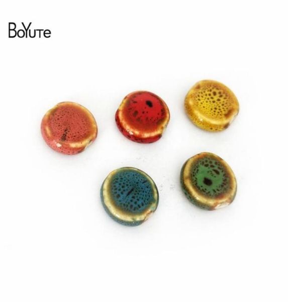 

boyute 60pcs flat beads 14mm porcelain ceramic jewelry materials 6 colors vintage diy beads round shape beads34194398073206, Black