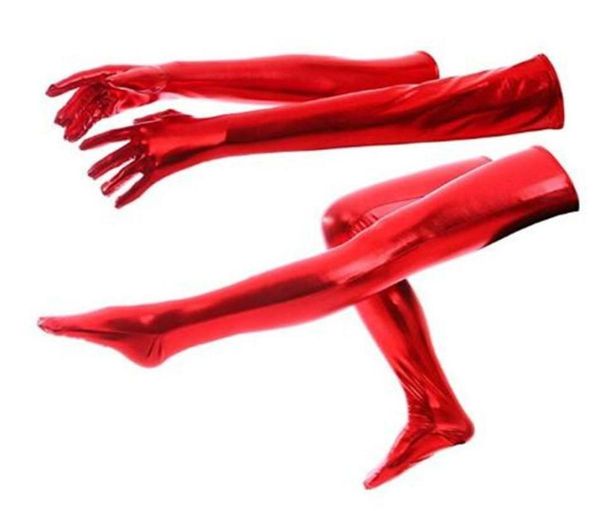 

kids long shiny metallic gloves and tights high stockings halloween cosplay accessory228i1832333, Black