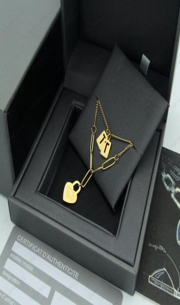 

designer hollow letter tag peach heart double layer necklace women039s stainless steel blue pink green pendant luxury jewelry c8350055, Silver