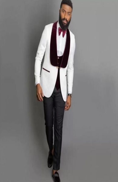

slim fit mens party prom pants suits coat business wear outfit 3 pieces groom wedding tuxedos5466997, White;black